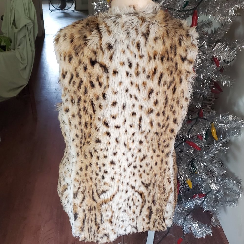 Vintage, plush faux leopard vest (80's) - Picture 4 of 7